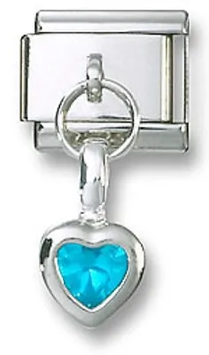 Italian Charm Dangle Birthstone Heart CZ 925 Sterling December Stainless Steel • $12.99