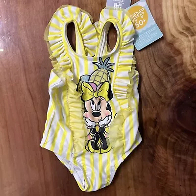 NEW Disney Store Minnie Mouse Swimsuit 1-Piece Bathing Suit 9-12 Months Yellow • $15.99