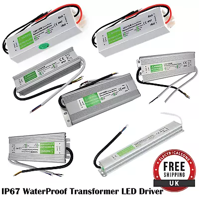 IP67 Waterproof Power Supply PSU AC 240V -DC 12V Transformer LED Driver 10W-350W • £6.69