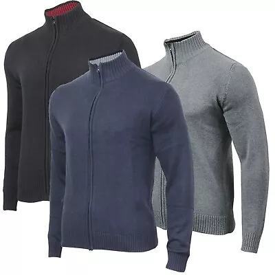 £14.99 • Buy Hanger Lane Men's Full Zip Up 100% Cotton Light Weight Knitted Cardigan Jumper  