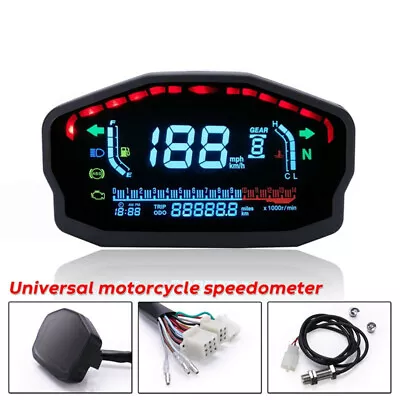 Moto Odometer Km/h MPH Tachometer Cafe Racer LCD Digital Motorcycle Speedometer • $54.89