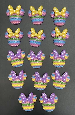 14 Pcs Easter Painted Minnie Mouse Flatback Resin Cabochon 25mm • $14.99