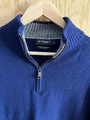 Hackett Men's 100% Pure Lambswool Blue Jumper Size L • £13