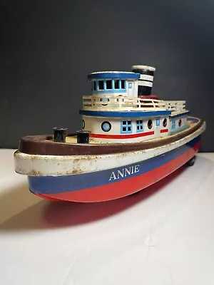 Vintage 1950’s Tin Tug Boat ANNIE Made In Japan   Battery Operated (Untested) • $72