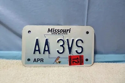 Vintage 2012 Missouri Motorcycle License Plate # AA  3VS • $14.95