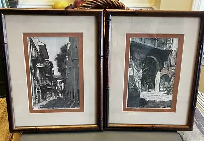 Vintage Bamboo Framed & Matted New Orleans Prints Don Davey 1977  8x10 • $45