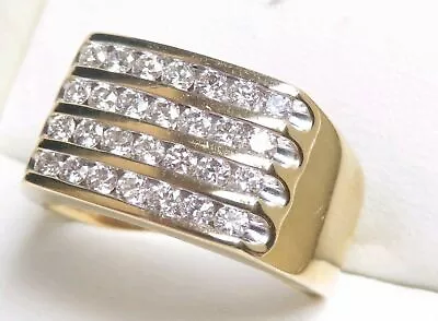 $126 • Buy 3.50 Carat Round Cut Diamond Men Engagement Wedding Ring 14k Yellow Gold Over