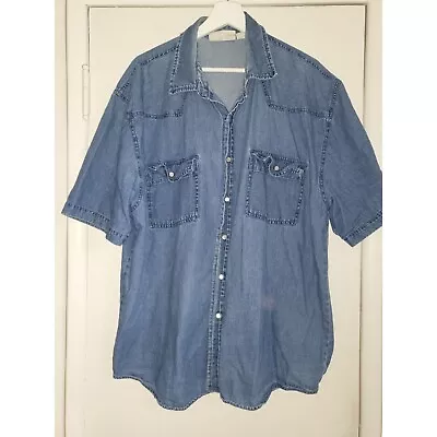 Vintage Y2K Pearl Snaps Button-Up Shortsleeve Workwear Shirt XL • $18