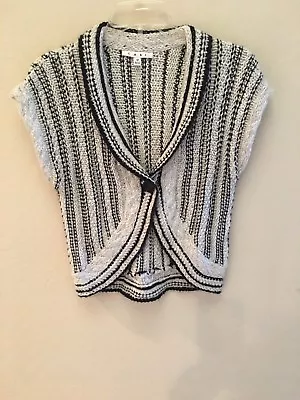 CABI 2011 Vest Capelet Schrug Striped Black & White Knit-Med. • $29.99