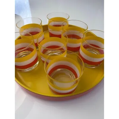 MCM Georges Briard Glassware Barware 7 Glasses With Serving Tray • $385