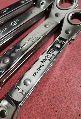 4 Pc/8 Sizes Vintage Matco Tools 12pt SAE Offset Ratcheting Duel Box Wrench Set • $65