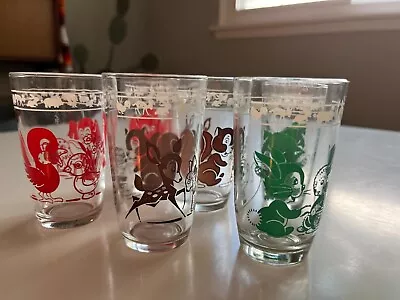 Vintage Hazel Atlas MCM Swanky Swigs Child Easter Animals Juice Glasses Lot • $24