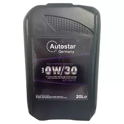 £64.99 • Buy 20L Autostar 0w30 Fully Synthetic Engine Oil C2/C3 WSS-M2C950-A LL12FE, MB229.51