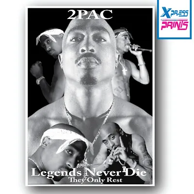 2PAC TUPAC SHAKUR HIPHOP RAP LEGEND BLACK & WHITE Poster Print | A5 A4 A3 A2 A1| • £3.99