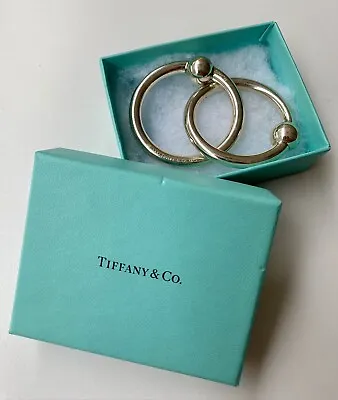 Tiffany & Co Sterling Silver Double Ring Baby Rattle/Teething Ring W/Pouch & Box • £99