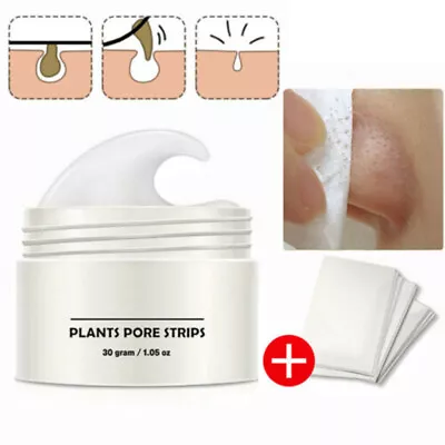 Blackhead Remover Cream Facial Nose Mask Plant Pore Strips Acne Peel Off + Paper • £5.51