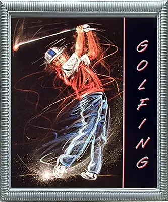 Golfing Sport Club Motivational Fine Wall Decor Silver Framed Art Print Picture • $64.99