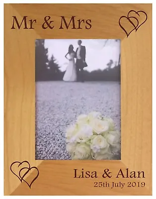 Personalised Engraved Wedding Photo Frame Mr And Mrs Couples Anniversary Gift • £23.95