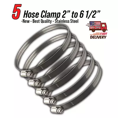 5 X 6 1/2  Stainless Steel Worm Drive Hose Clamps Turbo Intake Silicone • $13.30