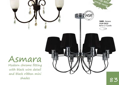 Black Shape 8 Arm Pendant Chandelier Light Lamp • £40