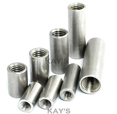 Round Studding Connector Nuts A2 Stainless Steel All Thread Rod Bar Sleeve Tube • £4.26
