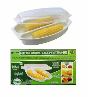NEW Microwave Corn Steamer Corn On The Cob Fat Free Corns Easy Kitchen Pot UK • £3.95
