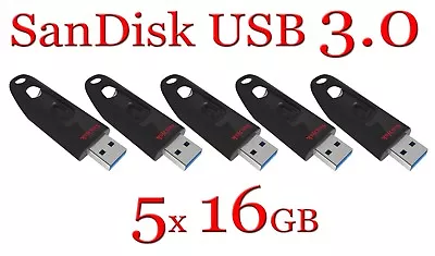 5x SanDIsk ULTRA USB 3.0 Flash Drive 16GB SDCZ48-016G 16 GB Pen 16G 100 MB/s • $19.95