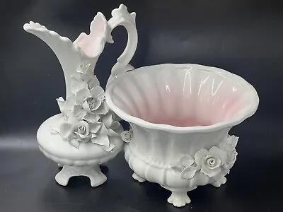 Vintage Capodimonte 'Made In Italy For GH Mcdonald' White Jug Vase & Planter • £15