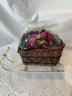 Vintage Wicker Metal Sleigh Christmas Decoration 8.5 X 3.5 X 4 Inch Potpourri • $8