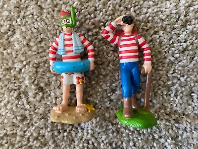 2 Vintage Where's Waldo PVC Figure 1990 Hanford Applause Swimmer & Hiker • $20