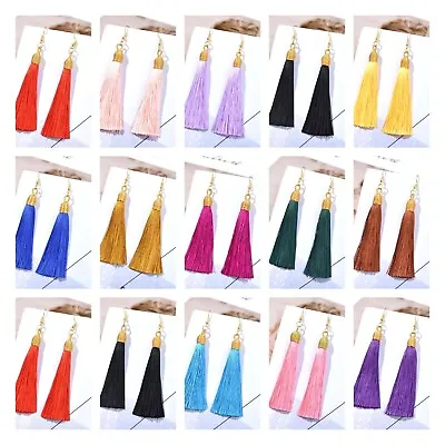 £3.29 • Buy Boho Long Tassel Earrings Gold Big Dangle Long Drop Tassle Trendy Fashion UK