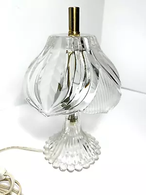 Vintage Crystal Cut Glass Table Lamp & Shade Accent Bedside Lamp Night Light 11  • $37.99
