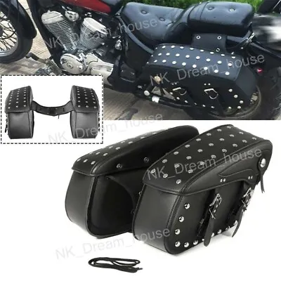 $125.38 • Buy US Black Motorcycle PU Side Saddle Bags For Yamaha V-Star XVS 1100 1300 650 950