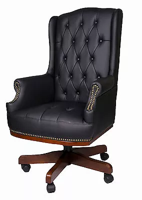 Managers Directors Chesterfield Antique Style Captains Leather Office Desk Chair • £249