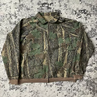 Vintage Ocoee Jacket Mens XL Trebark Camo Green Leaf Hunting 90s Pocket Zip USA • $30