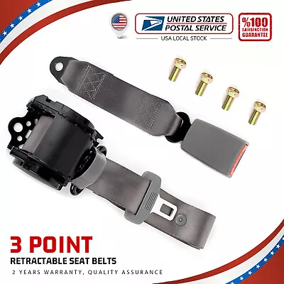 1X Universal 3 Point Retractable Gray Seat Belts For Mitsubishi Eclipse 98-2006 • $30.19