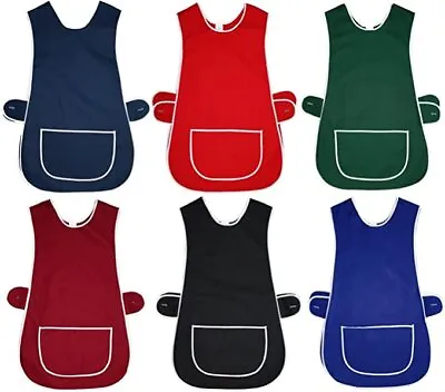 New Ladies Plain Colours Cleaning Kitchen Overall Tabard Apron With Front Pocket • £7.99