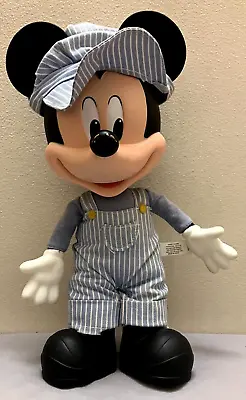 Disney Store Mickey Mouse Talking Train Conductor Plush Toy Pull String Doll • £19.99