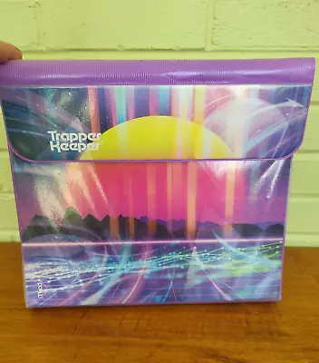 Vintage Trapper Keeper 3-Ring Binder Mead Purple Futuristic Sunset Retro 80s T6 • $16.99