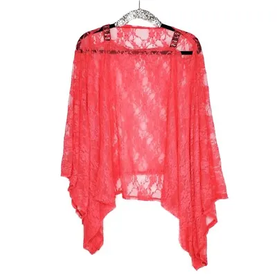 Coral Boho Tunic Lace Summer Top With Swrk. Crystals On The Straps. • £26.05