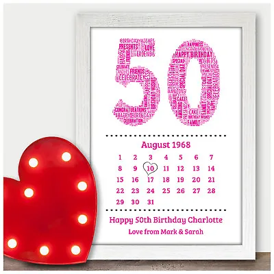 Personalised 30th 40th 50th 60th 70th Birthday Date Gifts For Her Women Mum Him • £4.95