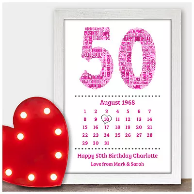 Personalised 30th 40th 50th 60th 70th Birthday Date Gifts For Her Women Mum Him • £5.95