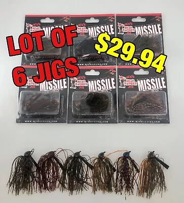 LOT OF 6 JIGS-Ike’s Head Banger Jig [3/4 Oz.] By Missile-Jig For Bass Fishing • $36.99