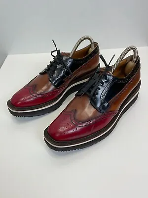 £178.06 • Buy PRADA BROWN RED LEATHER BROGUE CREEPER WINGTIP OXFORD Shoes 6 US / 38 EU