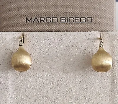 Marco Bicego Medium Africa Boule 18K Yellow Gold & Diamond  French Wire Earrings • $1890