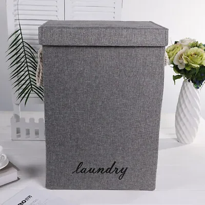 40L Large Laundry Washing Bag Basket Storage Bin Dirty Clothes Storage - Grey • £11.95