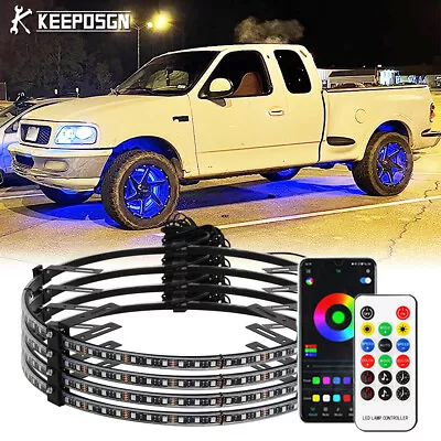 For Ford F-150 F250 4x 15.5'' RGB Wheel Ring Lights LED Rim Lights Bluetooth APP • $103.51