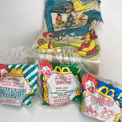 Disney Movies McDonalds Happy Meal Lot 1996 Smee Light Dumbo Dalmatians Sealed • $9.75