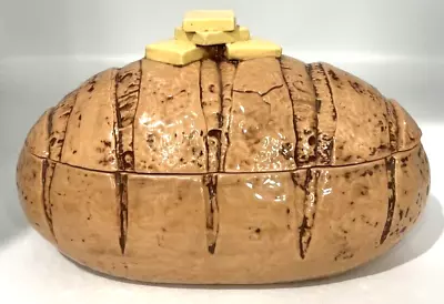 Vintage 70s Ceramic Loaf Of Bread & Butter Canister Cookie Jar Keep Bread Warm • $24.95