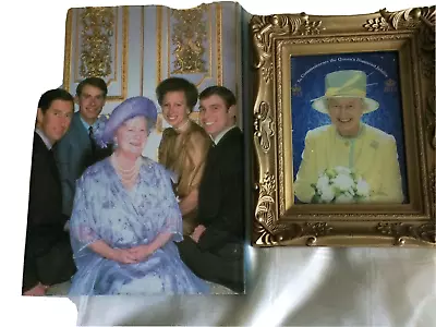 Photo Print Frame Queen Elizabeth II Ornate Gold Chunky Plastic Glass With Book • £3.30